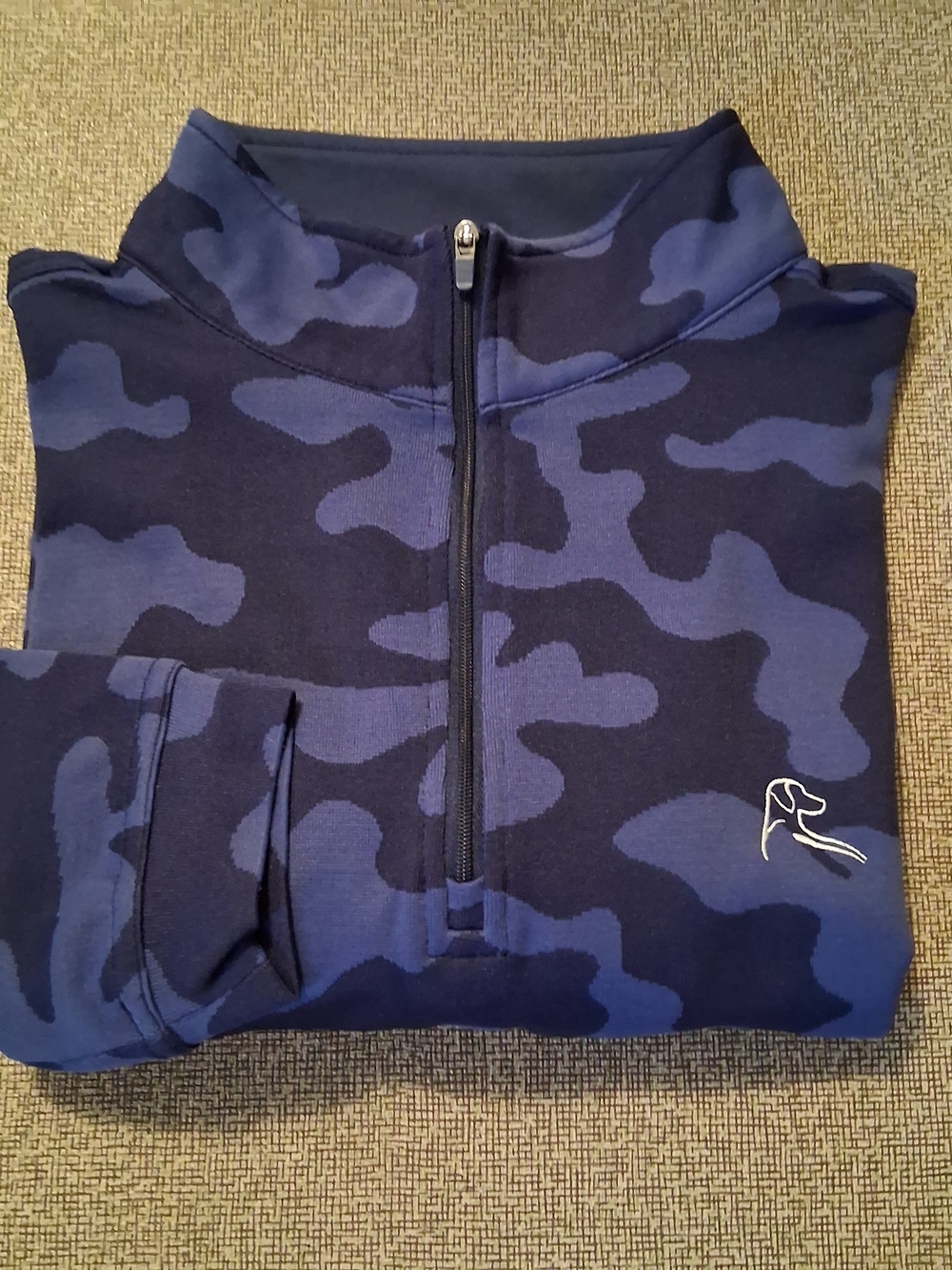 Rhoback Men's Blue Camo 1/4 Zip Golf Pullover - Size M